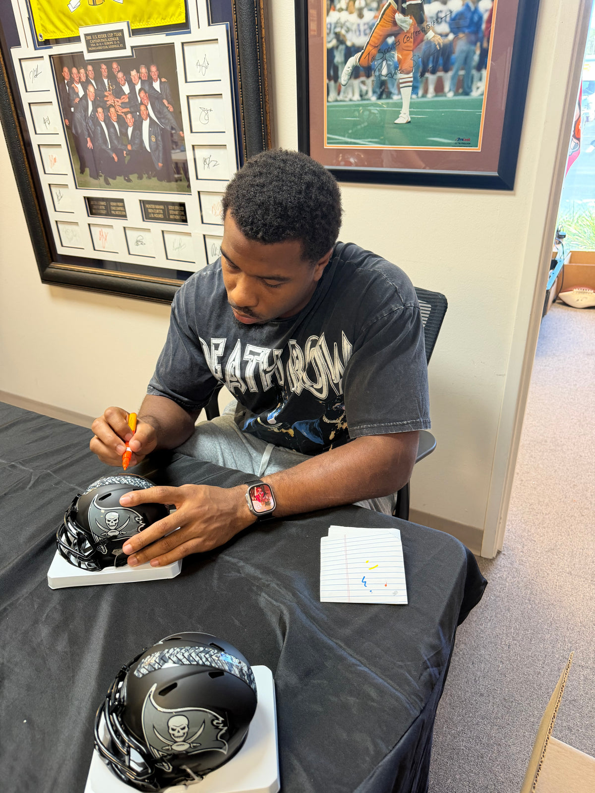 Josiah Trotter Signed Tampa Bay Buccaneers 2026 Salute to Service Night Ops Alternate Speed Mini Helmet