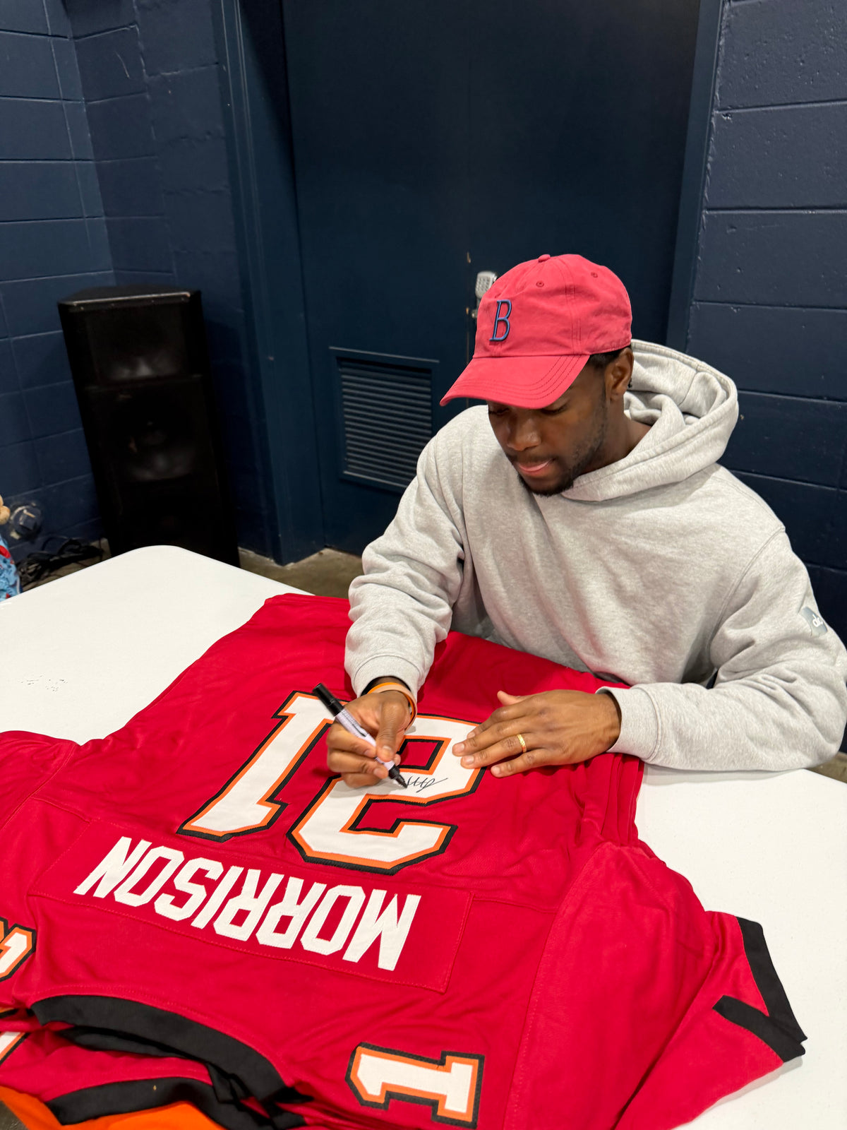 Benjamin Morrison Signed Red #21 Jersey - Tampa Bay Buccaneers DB
