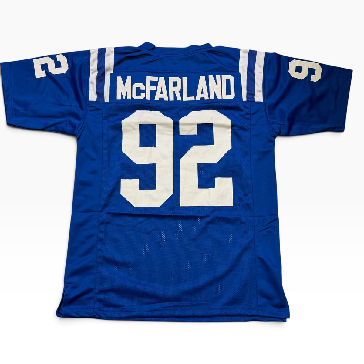 Booger McFarland Blue #92 Signed Stitched Jersey - Indianapolis Colts DL