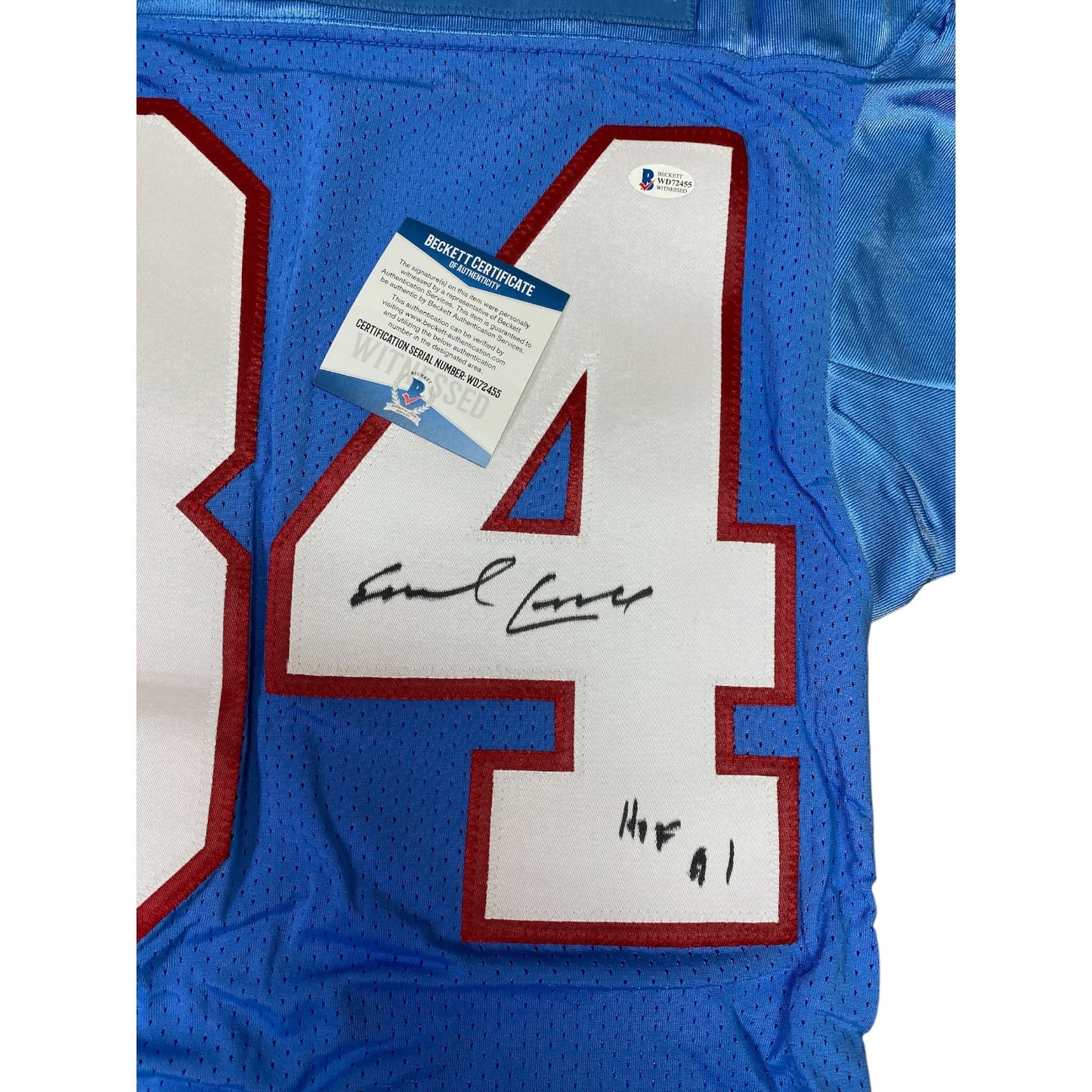 Earl Campbell Signed Blue #34 Russell Athletic Authentic Jersey - Houston Oilers RB