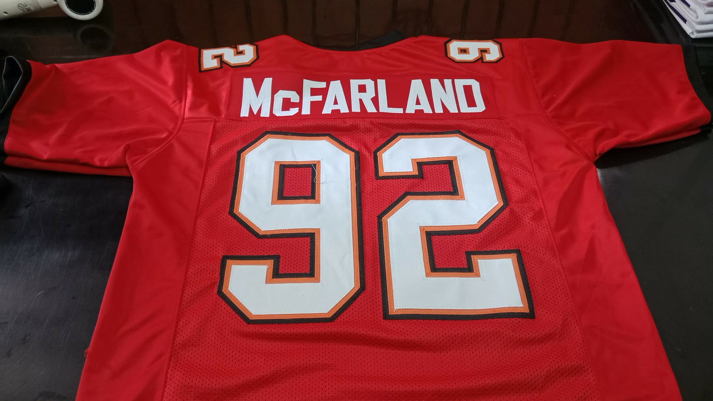 Booger McFarland Signed Red Stitched #92 Jersey - Tampa Bay Buccaneers DL