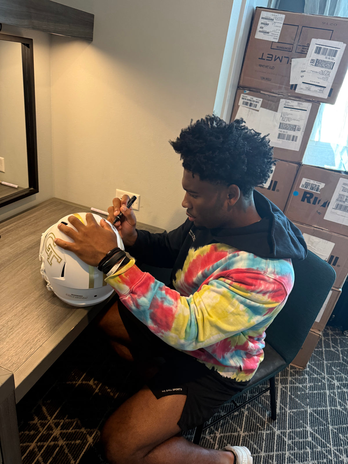 Justice Haynes Signed Georgia Tech Yellow Jackets White Speed Full Size Replica Helmet