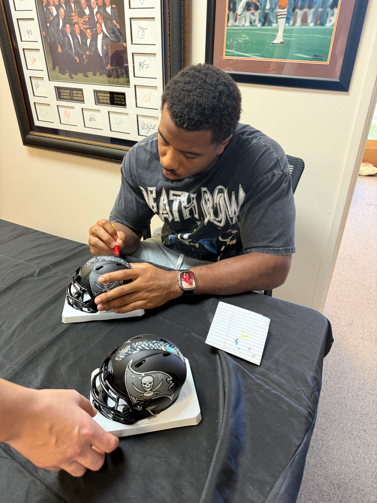 Josiah Trotter Signed Tampa Bay Buccaneers 2026 Salute to Service Night Ops Alternate Speed Mini Helmet