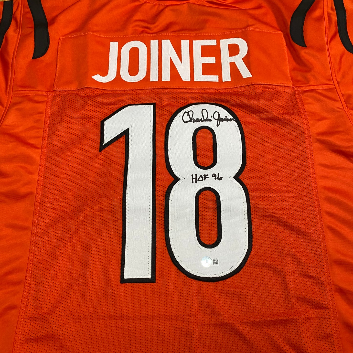 Charlie Joiner Signed Orange #18 stitched jersey - Cincinnati Bengals WR
