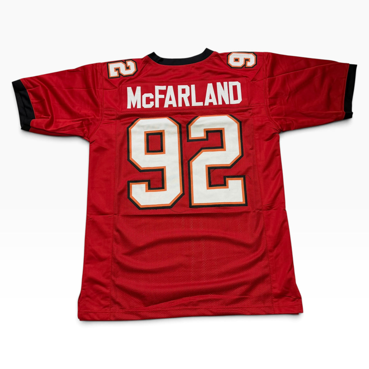 Booger McFarland Red #92 Signed Stitched Jersey - Tampa Bay Buccaneers DL