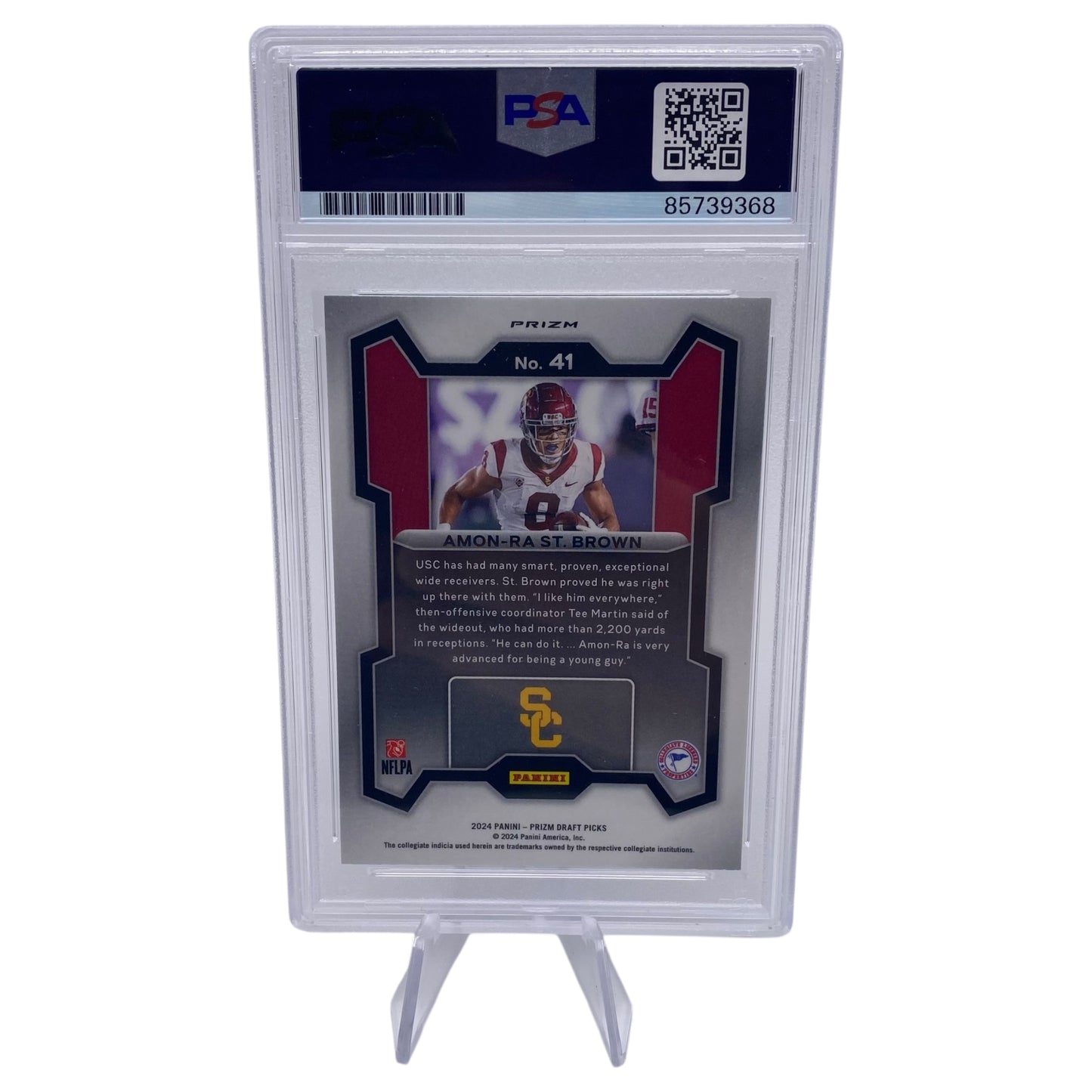 Amon-ra St. Brown Signed Detroit Lions 2024 Panini Prizm Draft Picks Trading Card PSA/DNA Slabbed