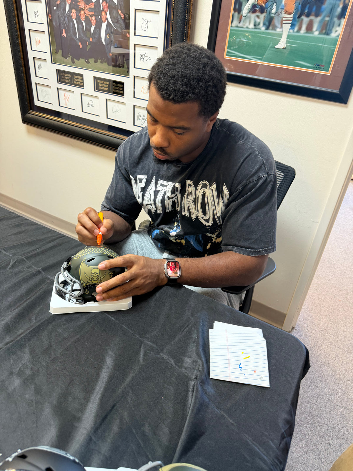 Josiah Trotter Signed Tampa Bay Buccaneers 2025 Salute to Service Alternate Speed Mini Helmet