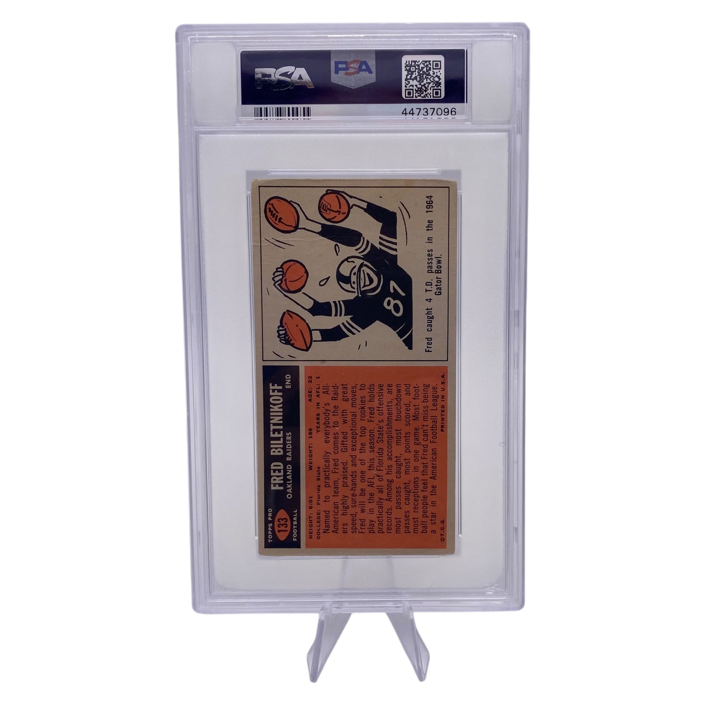 Fred Biletnikoff Signed 1965 Topps #133 Oakland Raiders Rookie Card PSA/DNA 2 Autograph 9