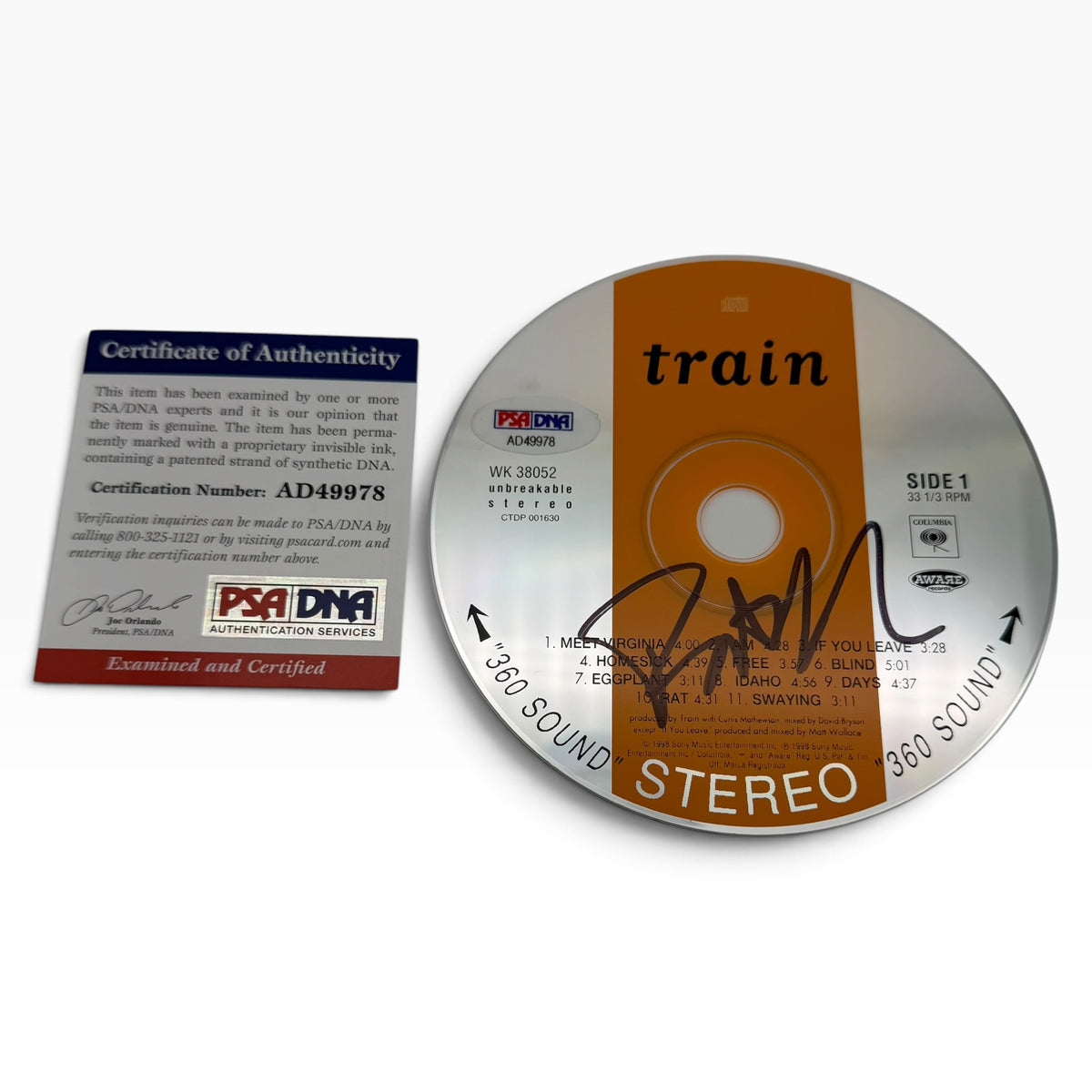 Pat Monahan Signed Train Stereo CD