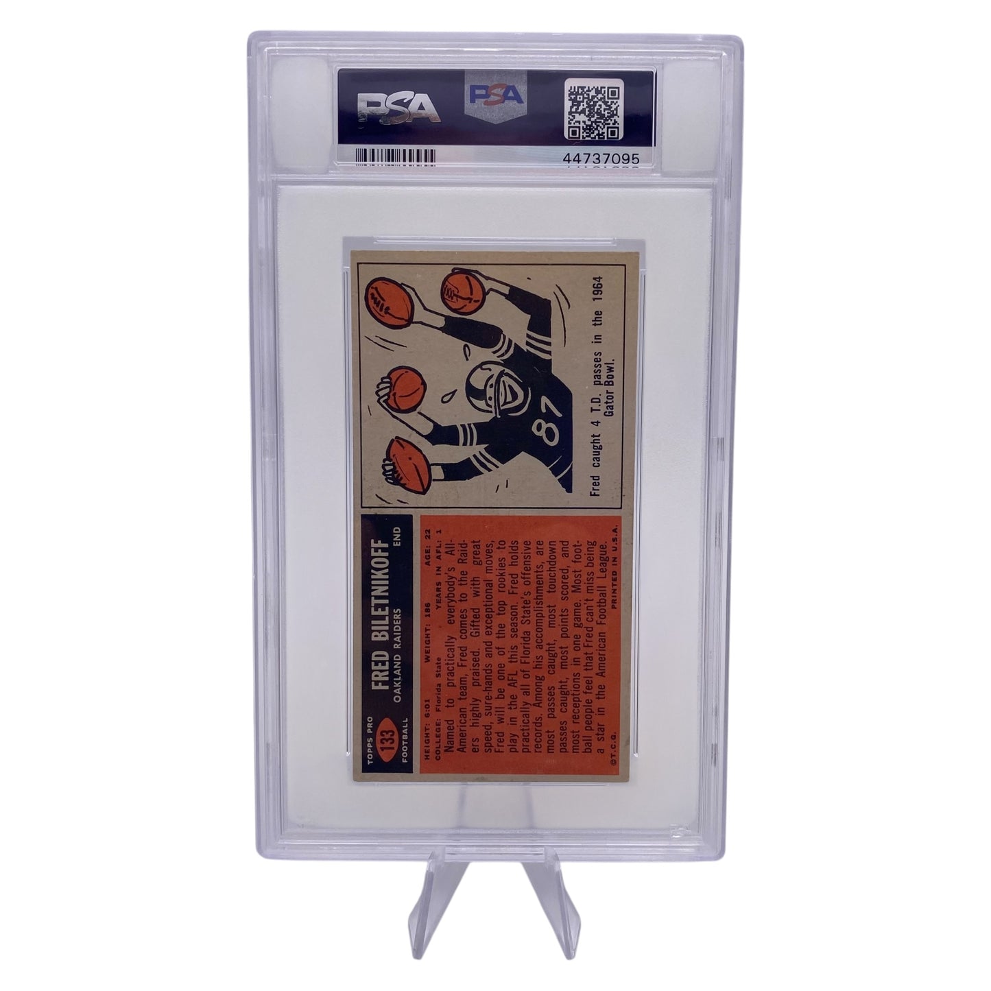 Fred Biletnikoff Signed 1965 Topps #133 Oakland Raiders Rookie Card PSA/DNA 2 Autograph 9