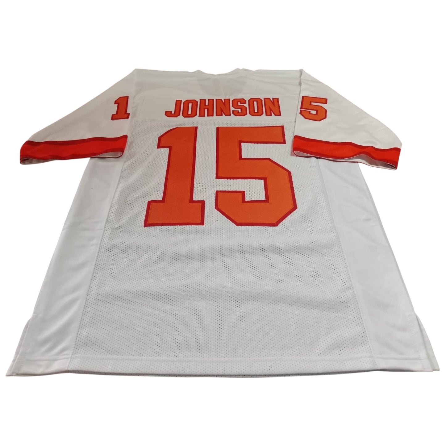 Tez Johnson Signed White 1976 Tribute #15 Stitched Jersey - Tampa Bay Bucs Style