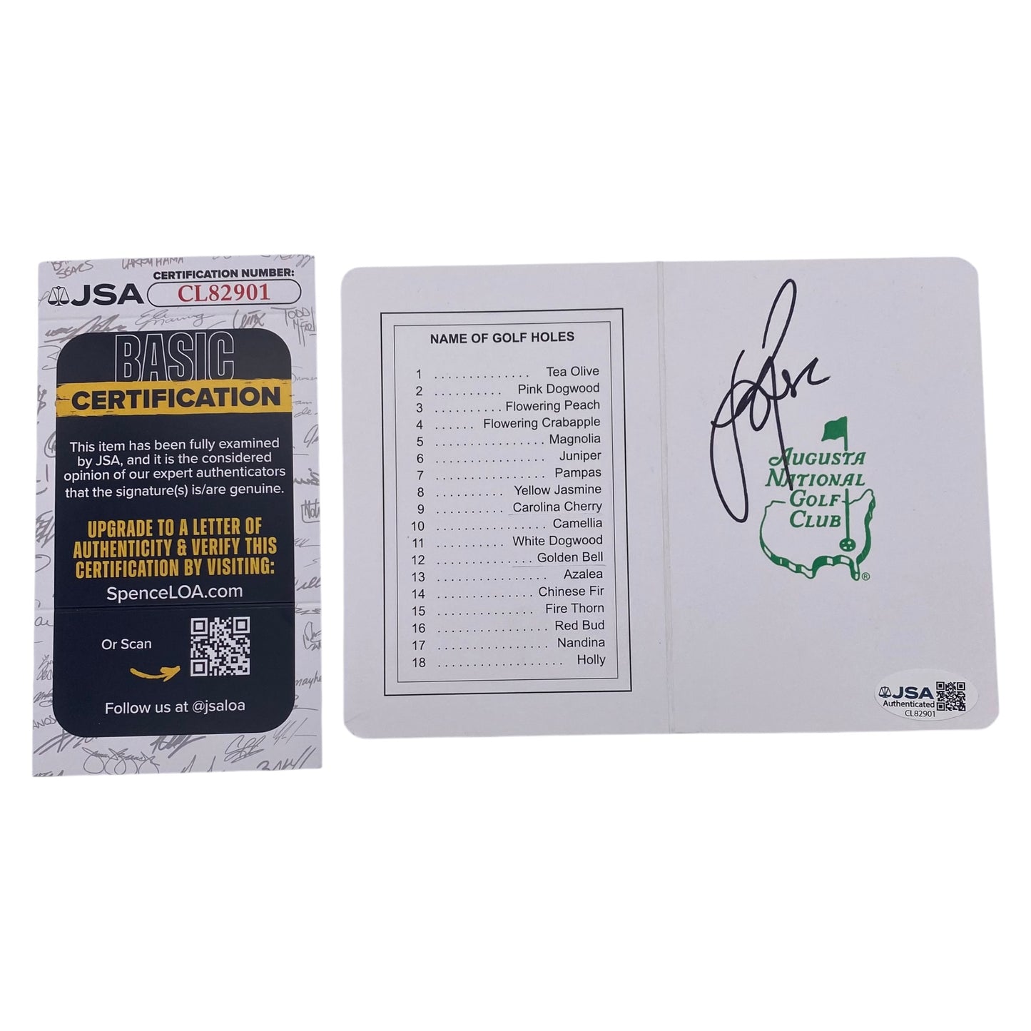 Justin Rose Signed The Masters ScoreCard