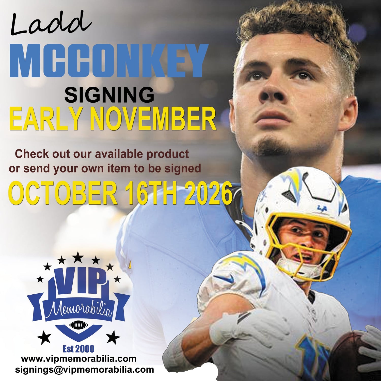 Ladd McConkey Autograph Signing - Early November 2026