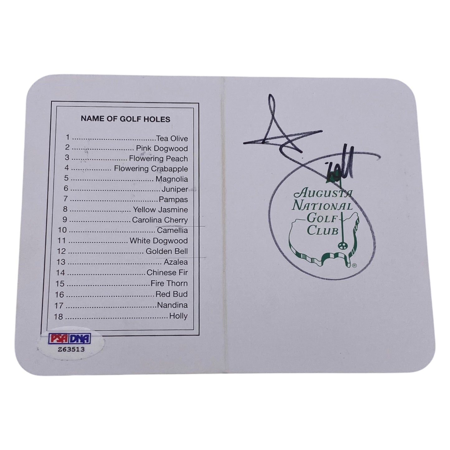 Adam Scott Signed The Masters ScoreCard