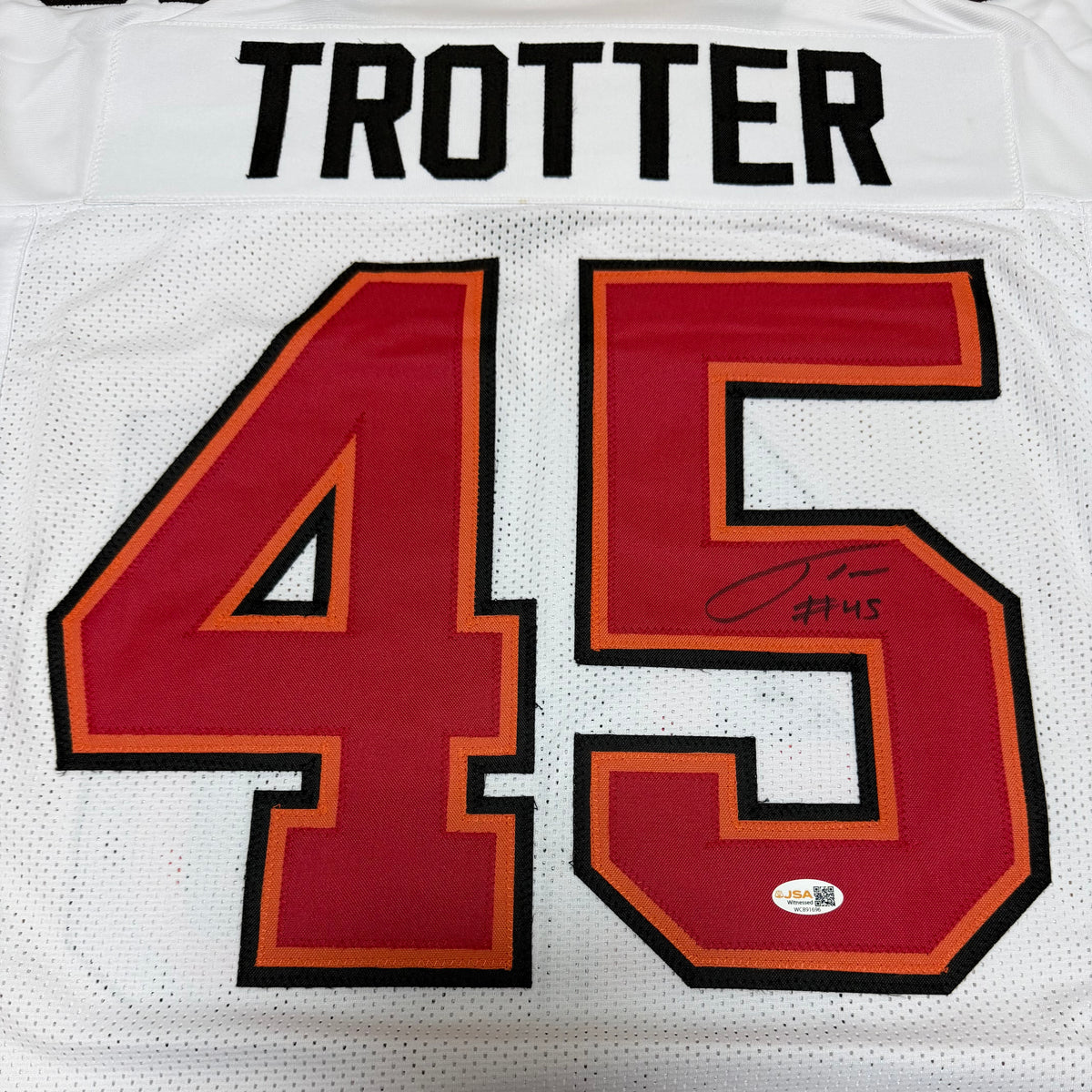Josiah Trotter Signed White #45 Stitched Jersey - Tampa Bay Buccaneers LB