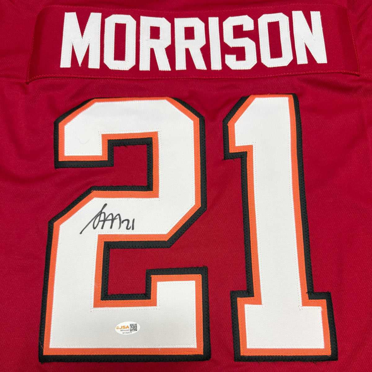 Benjamin Morrison Signed Red #21 Jersey - Tampa Bay Buccaneers DB