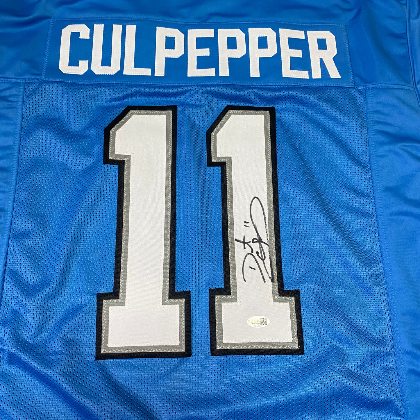 Daunte Culpepper signed Blue #11 stitched jersey - Detroit Lions QB