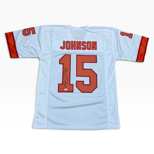 Tez Johnson Signed White 1976 #15 Jersey - Tampa Bay Buccaneers WR