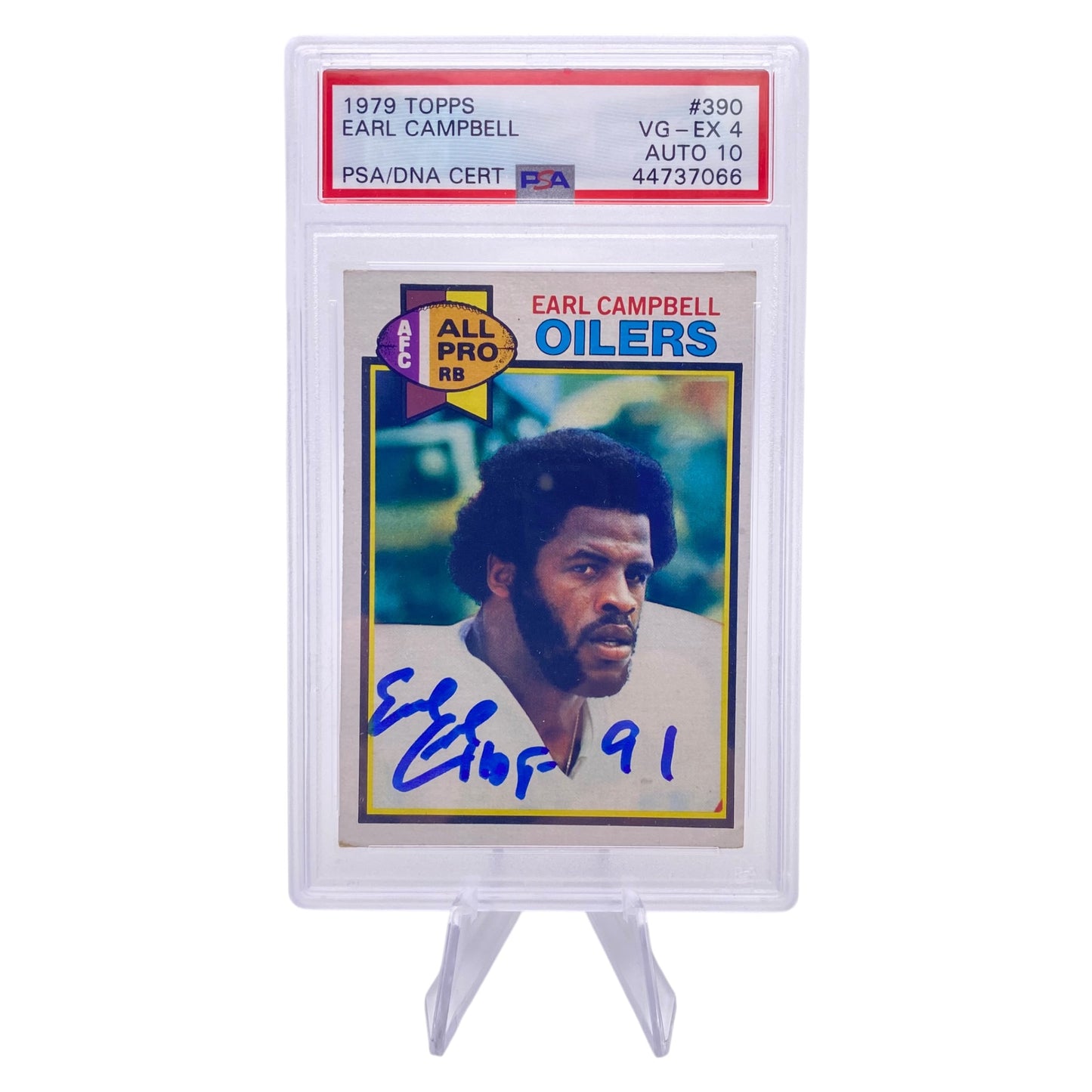 Earl Campbell Signed 1979 Topps #390 Houston Oilers Rookie Card PSA/DNA 4 Autograph 10