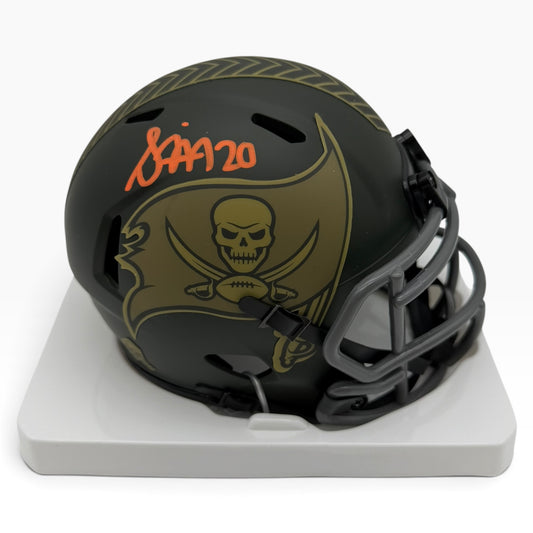 Benjamin Morrison Signed Tampa Bay Buccaneers 2025 Salute to Service Alternate Speed Mini Football Helmet