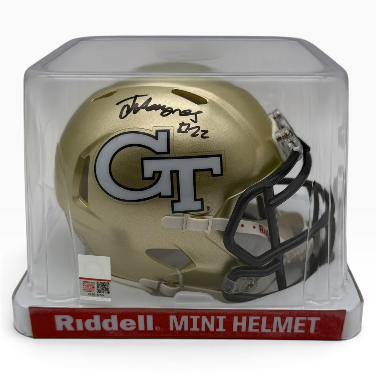 Justice Haynes Signed Georgia Tech Yellow Jackets Gold Speed Mini Helmet