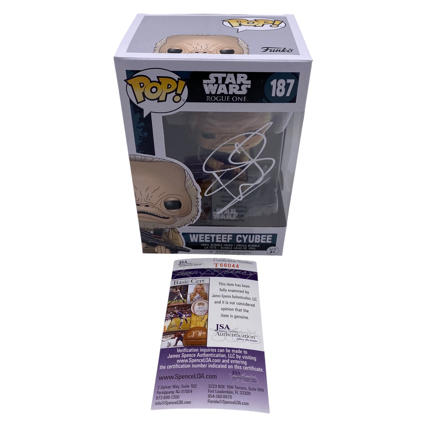 Funko Pop! Weeteef Cyubee Star Wars Rogue One #187 Signed by Warwick Davis