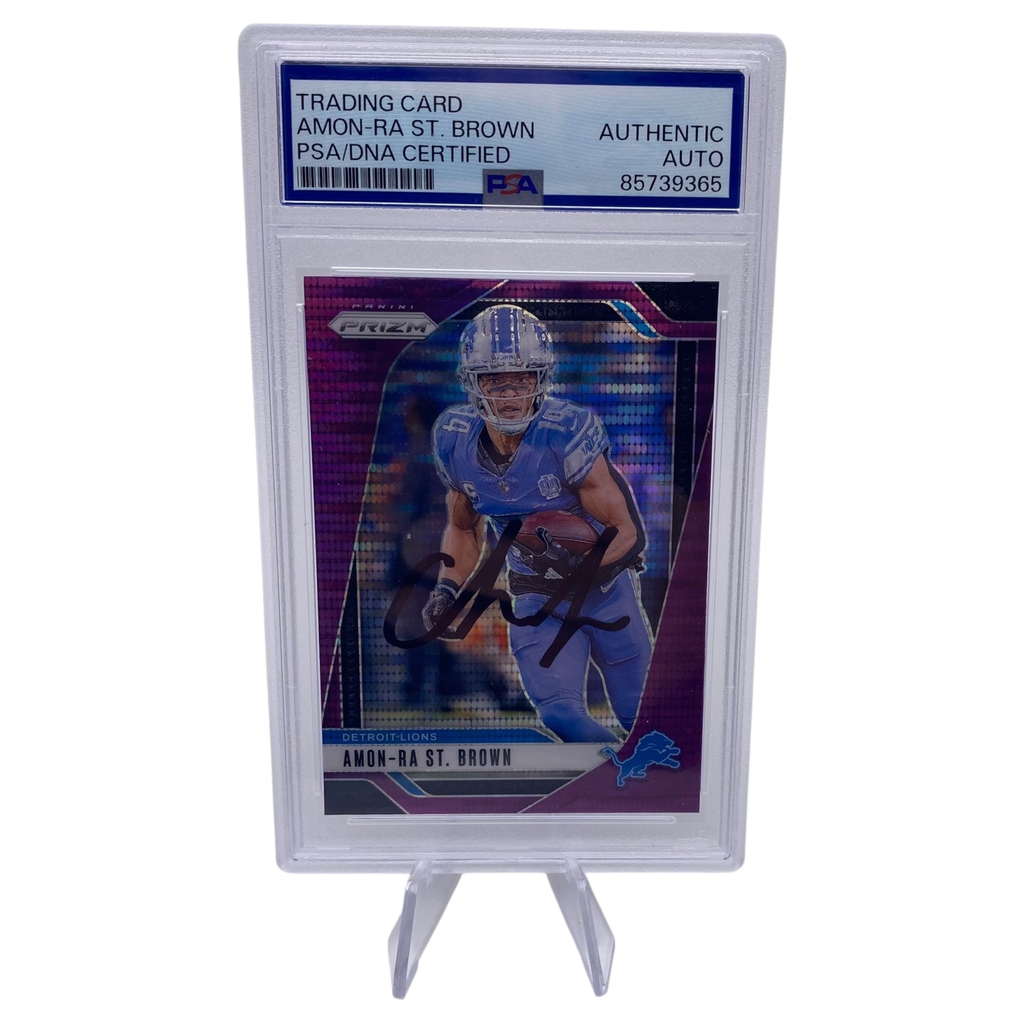 Amon-ra St. Brown Signed Detroit Lions 2024 Panini Prizm Trading Card PSA/DNA Slabbed