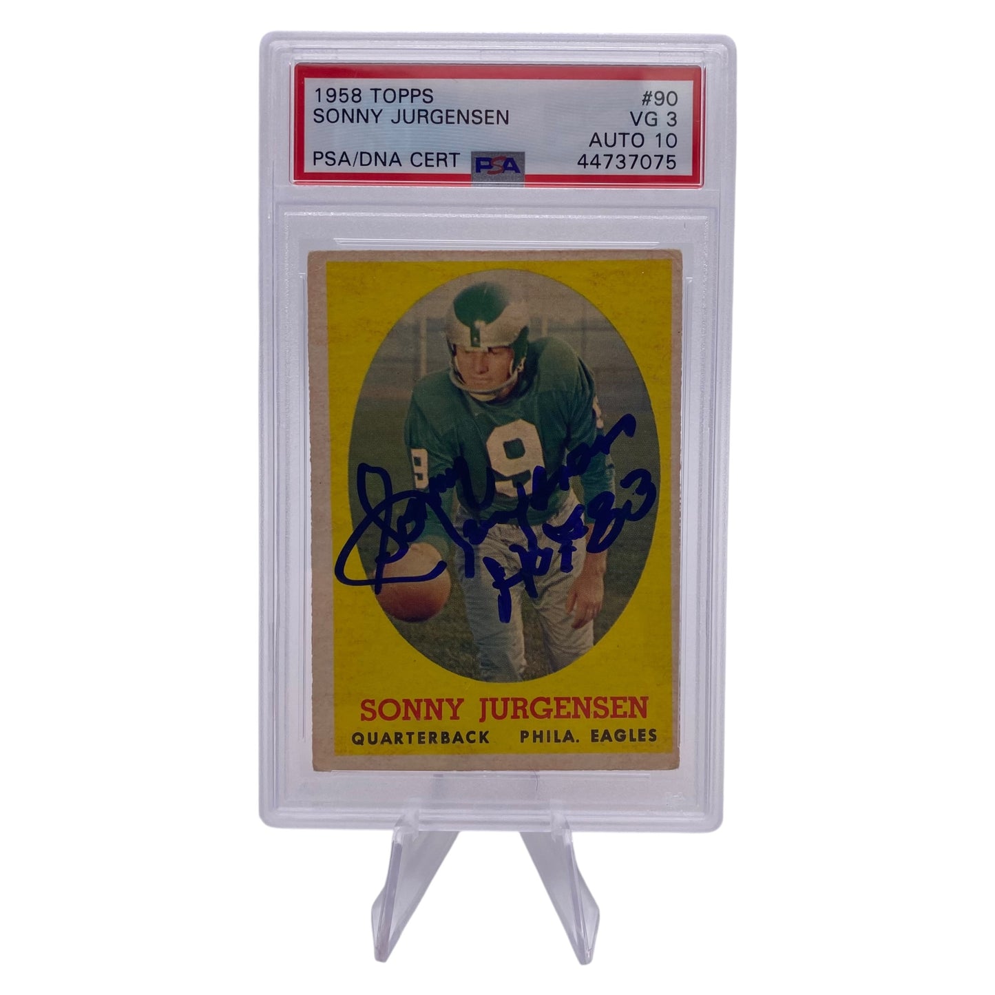 Sonny Jurgensen Signed 1958 Topps #90 Philadelphia Eagles Rookie Card PSA/DNA 3 Autograph 10