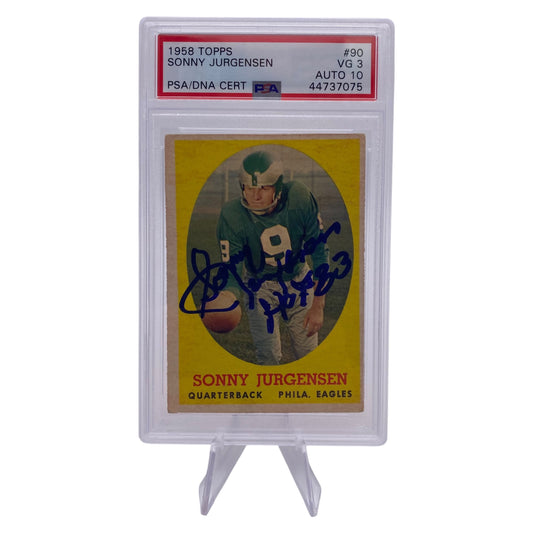 Sonny Jurgensen Signed 1958 Topps #90 Philadelphia Eagles Rookie Card PSA/DNA 3 Autograph 10