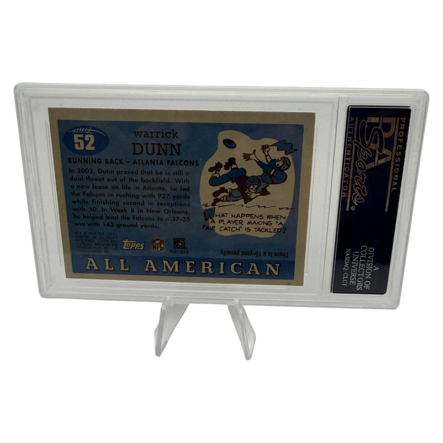 Warrick Dunn Signed Atlanta Falcons 2003 Topps All American Trading Card PSA/DNA Slabbed