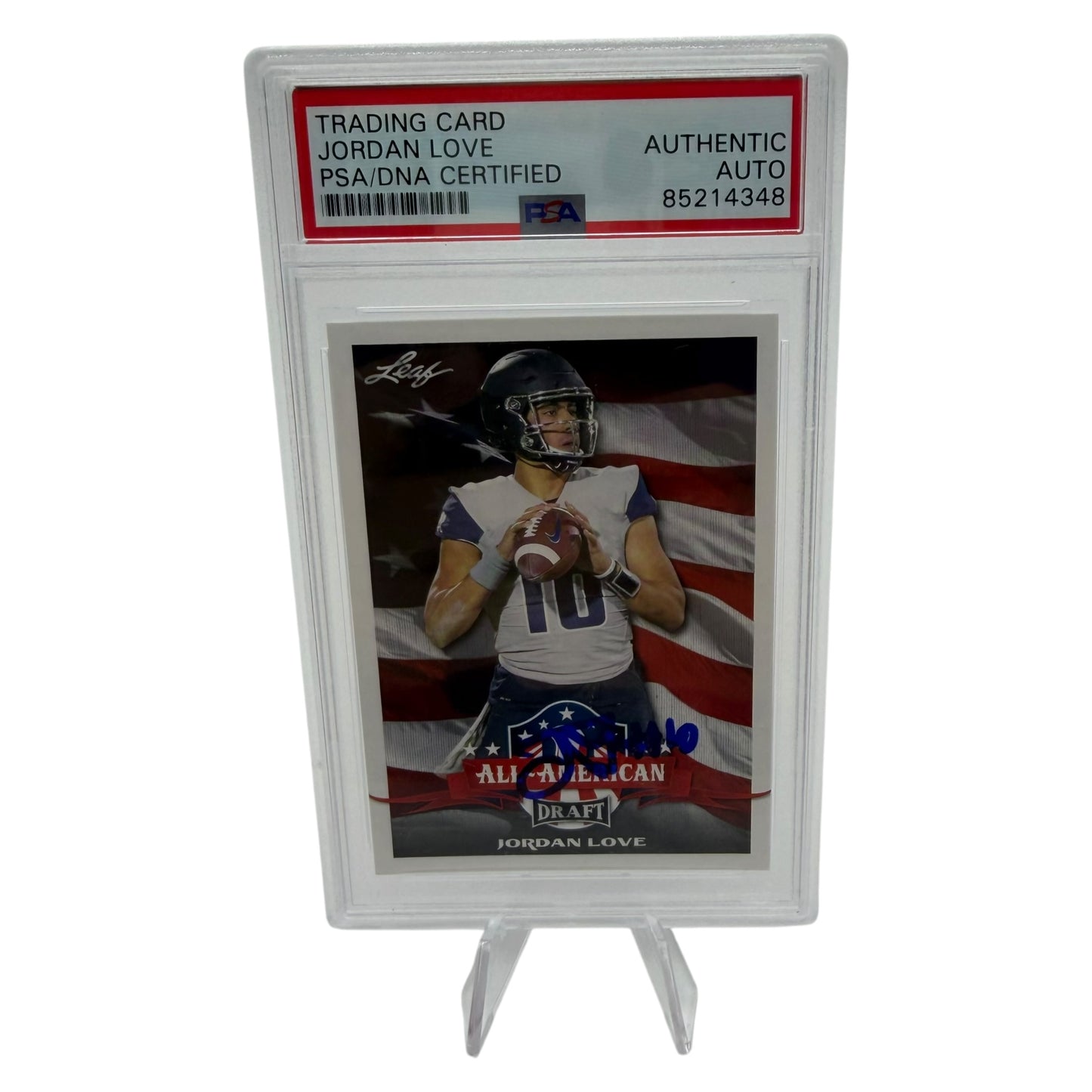 Jordan Love Signed Green Bay Packers 2020 Leaf All American Trading Card PSA/DNA Slabbed