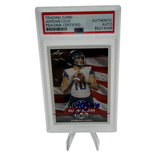 Jordan Love Signed Green Bay Packers 2020 Leaf All American Trading Card PSA/DNA Slabbed