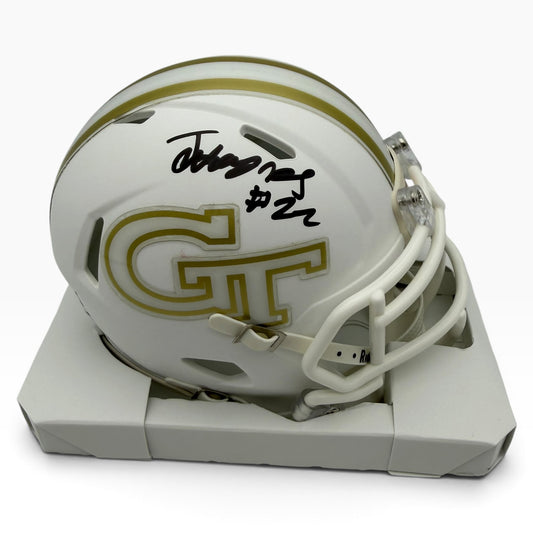 Justice Haynes Signed Georgia Tech Yellow Jackets White Speed Mini Helmet
