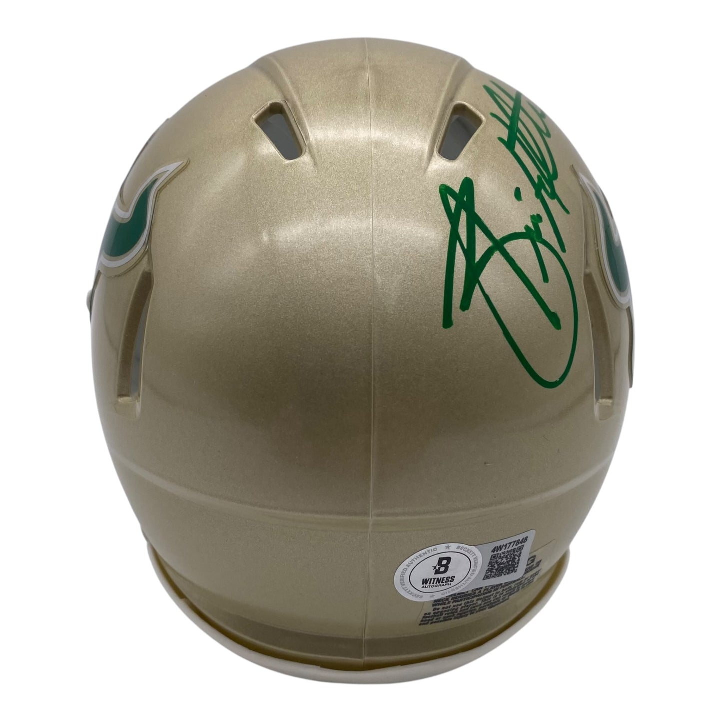 Brian Hartline Signed University of South Florida USF Bulls Gold Speed Mini Helmet