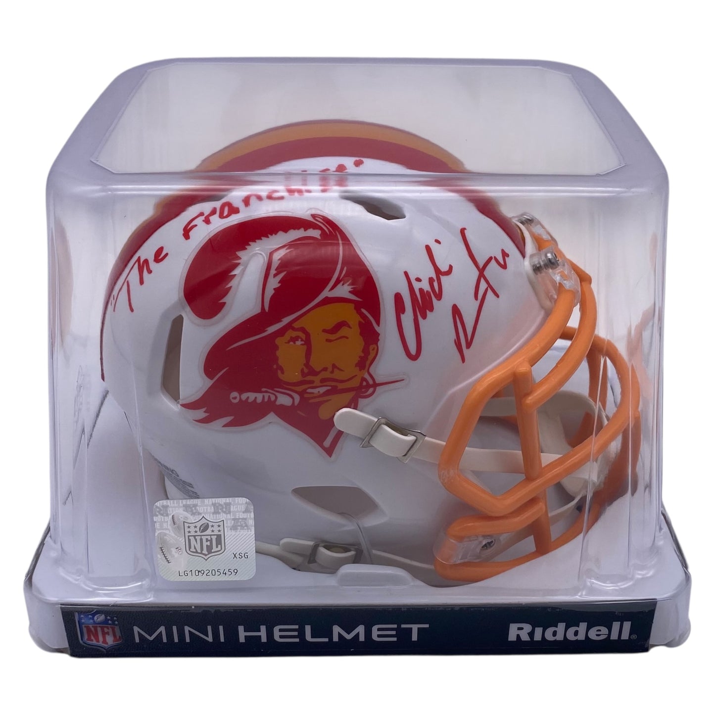 Chidi Ahanotu Signed Tampa Bay Buccaneers Throwback Mini Speed Football Helmet