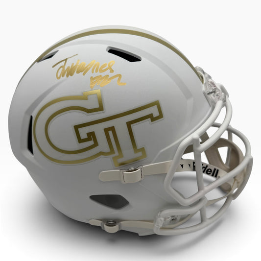 Justice Haynes Signed Georgia Tech Yellow Jackets White Speed Full Size Replica Helmet