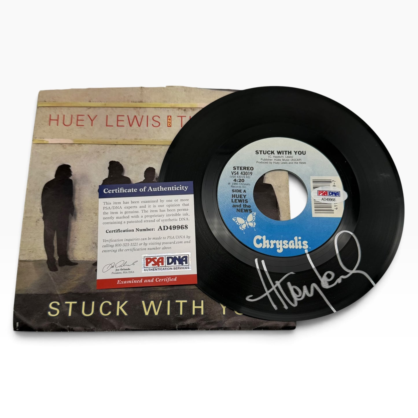 Huey Lewis Signed Huey Lewis & The News Stuck With You 45