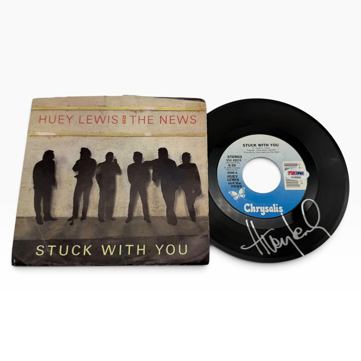Huey Lewis Signed Huey Lewis & The News Stuck With You 45