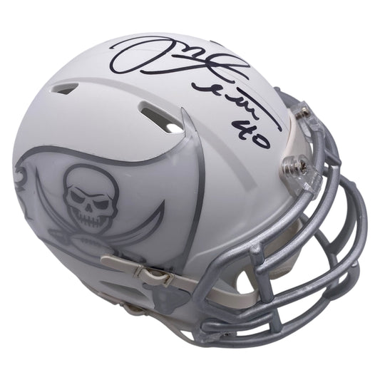Mike Alstott Signed Tampa Bay Buccaneers Ice Alternate Speed Mini Helmet