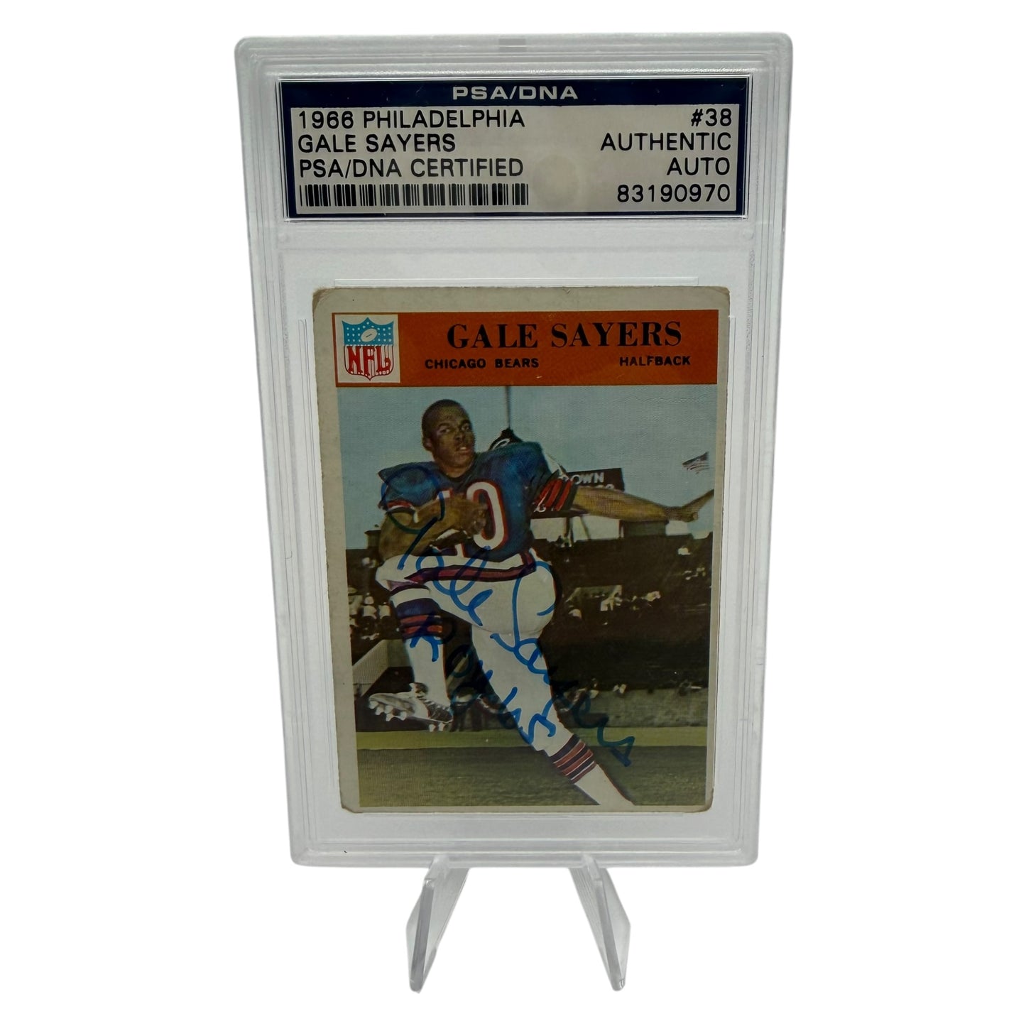 Gale Sayers Signed Chicago Bears 1966 Philadelphia Rookie Trading Card PSA/DNA Slabbed