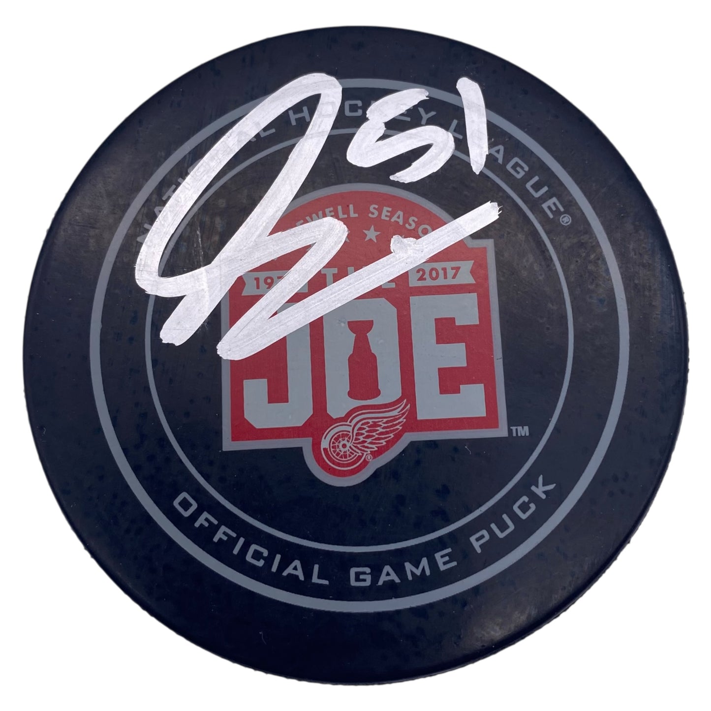 Frans Nielsen Signed Farewell to the Joe Game Model Puck Detroit Red Wings
