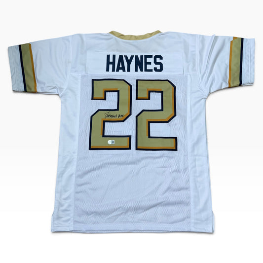 Justice Haynes Signed #22 Stitched White Jersey - Georgia Tech Yellow Jackets RB