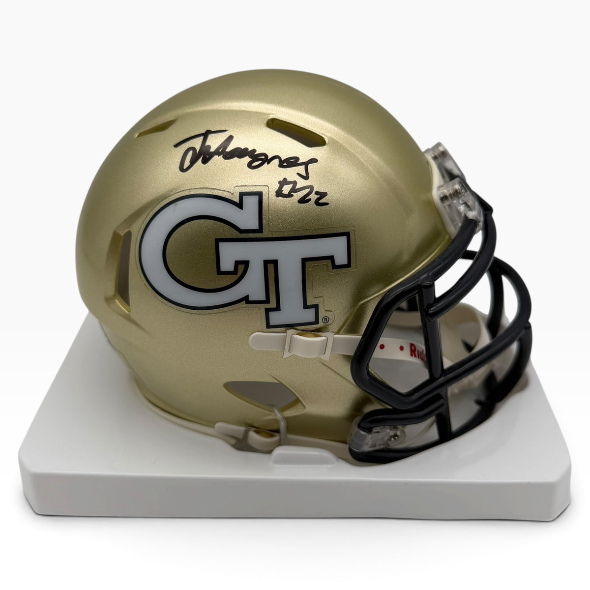 Justice Haynes Signed Georgia Tech Yellow Jackets Gold Speed Mini Helmet