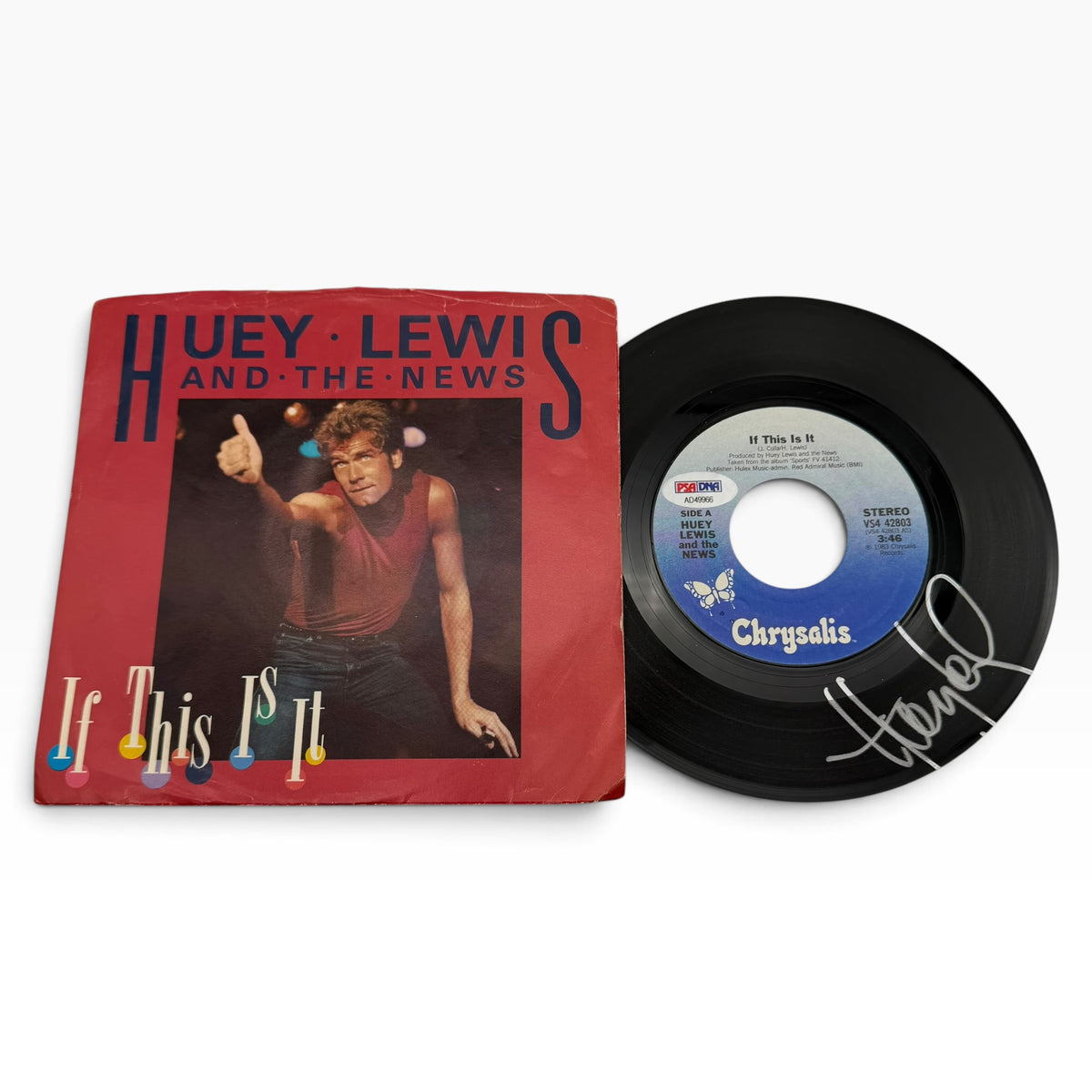 Huey Lewis Signed Huey Lewis & The News If This is It 45