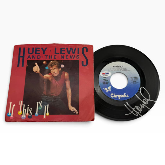 Huey Lewis Signed Huey Lewis & The News If This is It 45