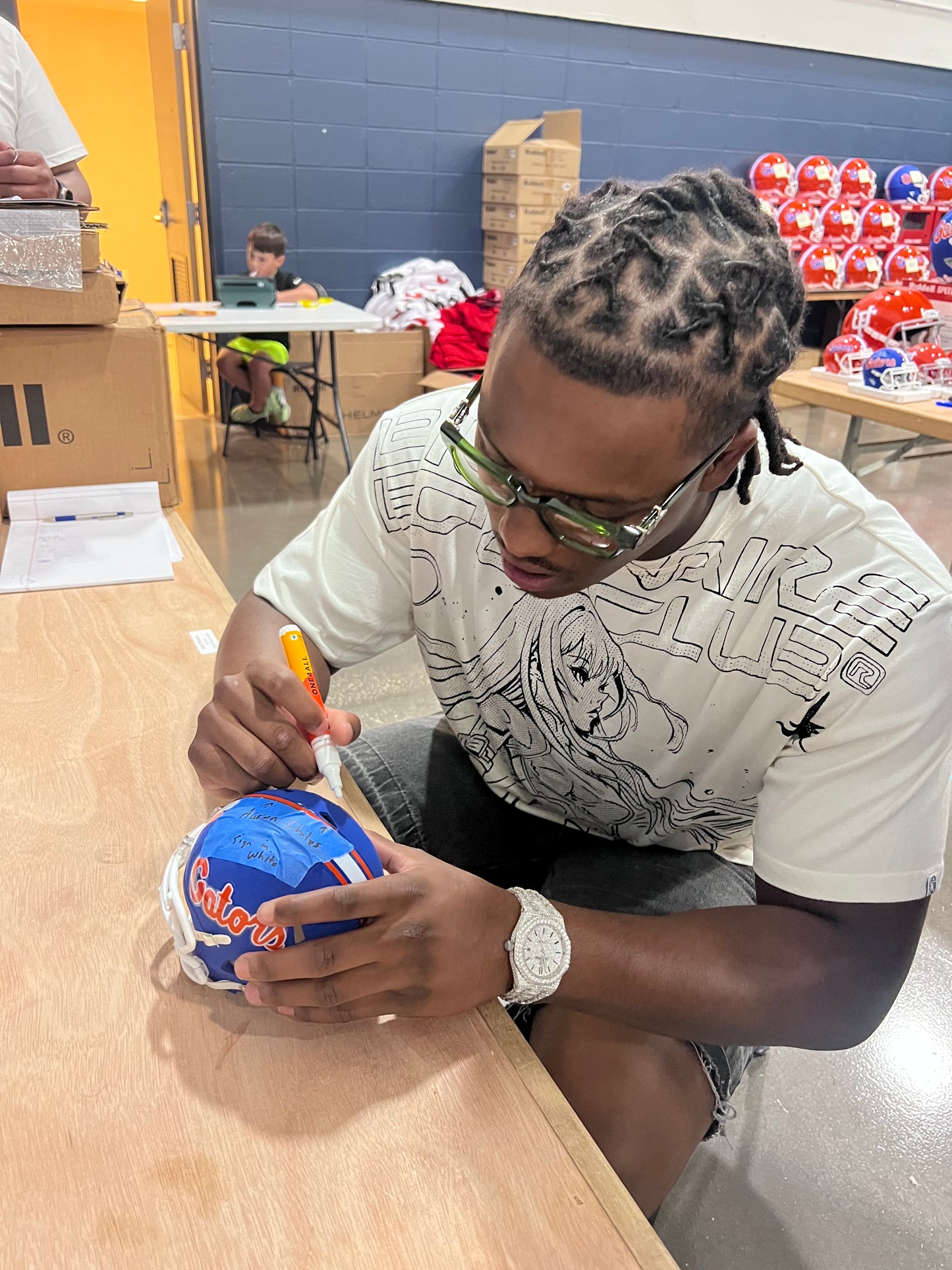 Aaron Chiles Signed Florida Gators Blue Alternate Mini Speed Football Helmet