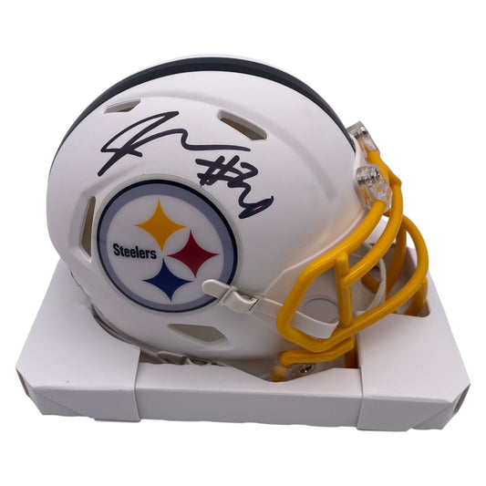 Jaylen Warren signed Pittsburgh Steelers Flat White Alternate Speed Mini Helmet