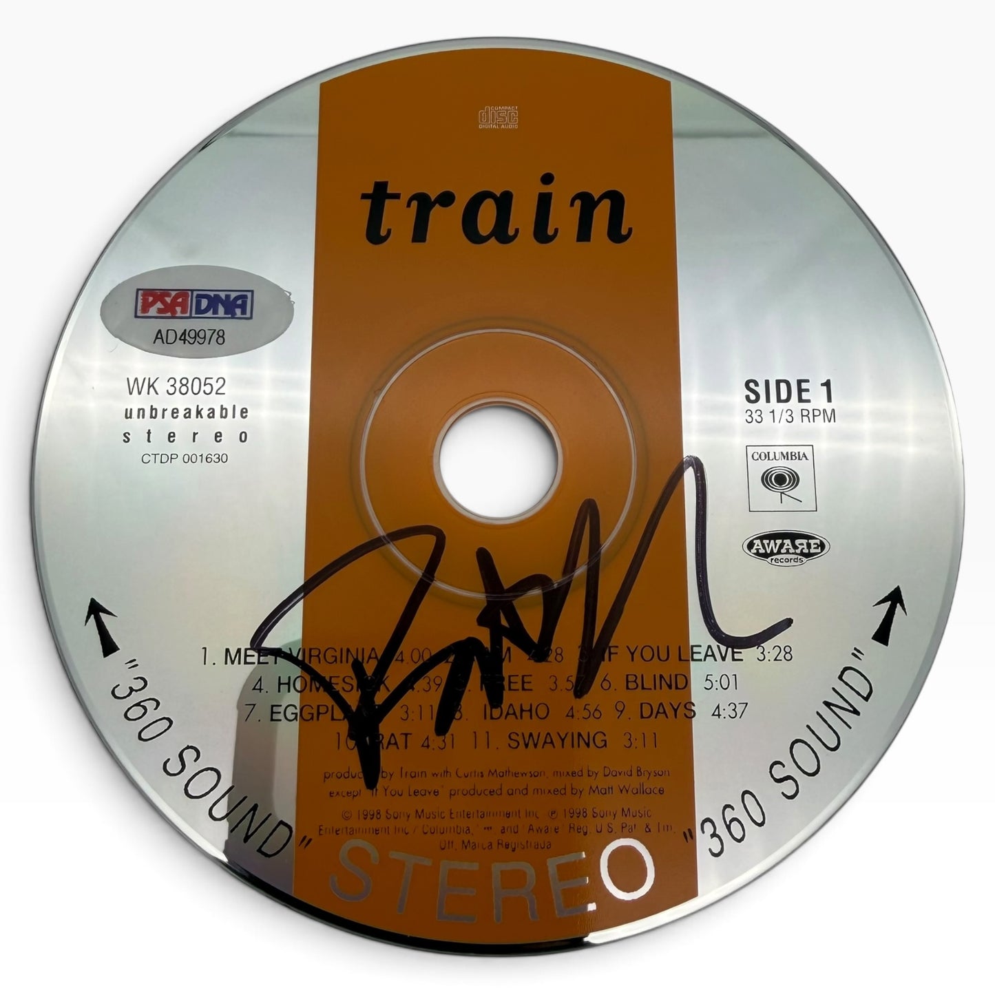 Pat Monahan Signed Train Stereo CD
