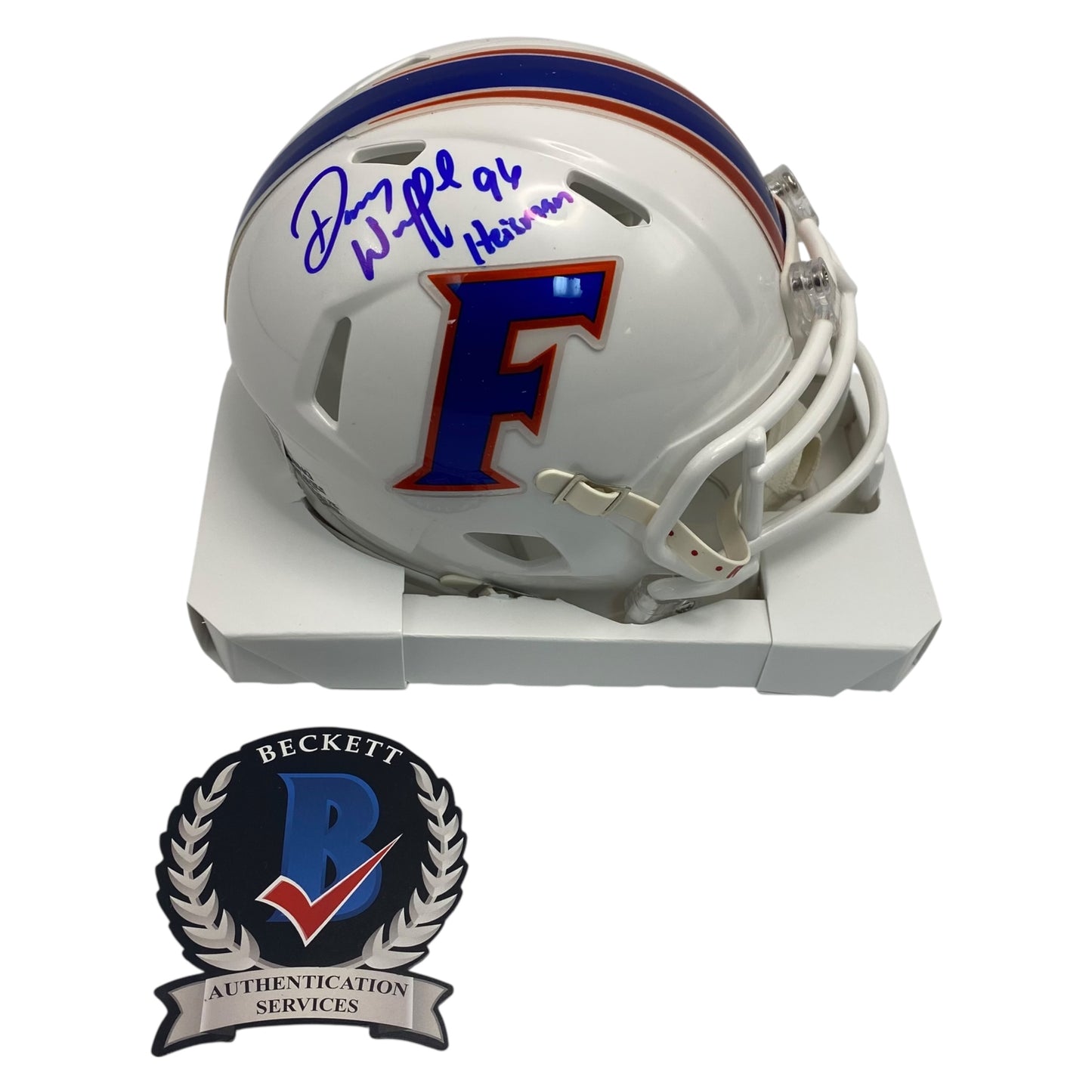 Danny Wuerffel 96 Heisman Signed Florida Gators White Speed Mini Helmet