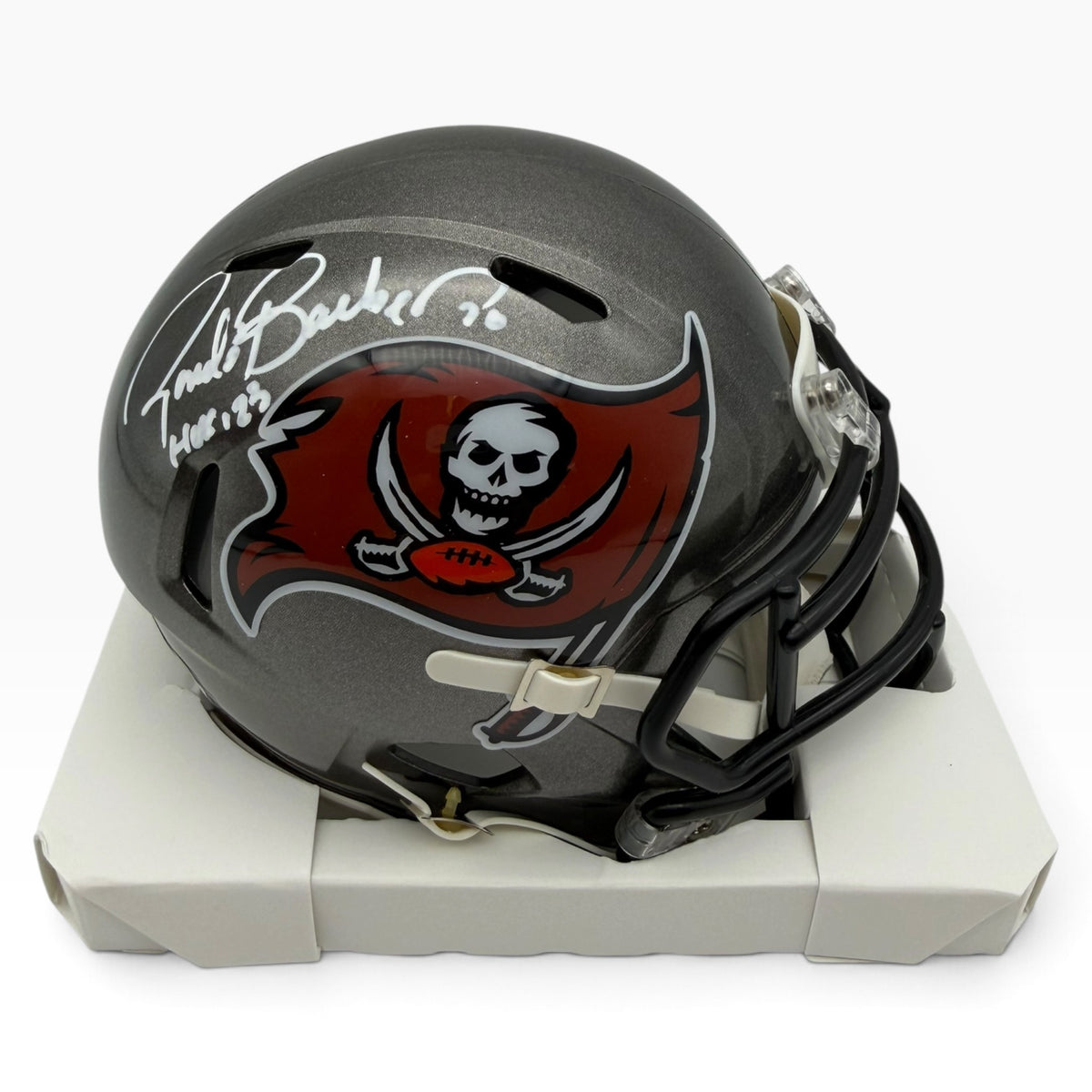 Ronde Barber Signed Tampa Bay Buccaneers Mini Speed Football Helmet
